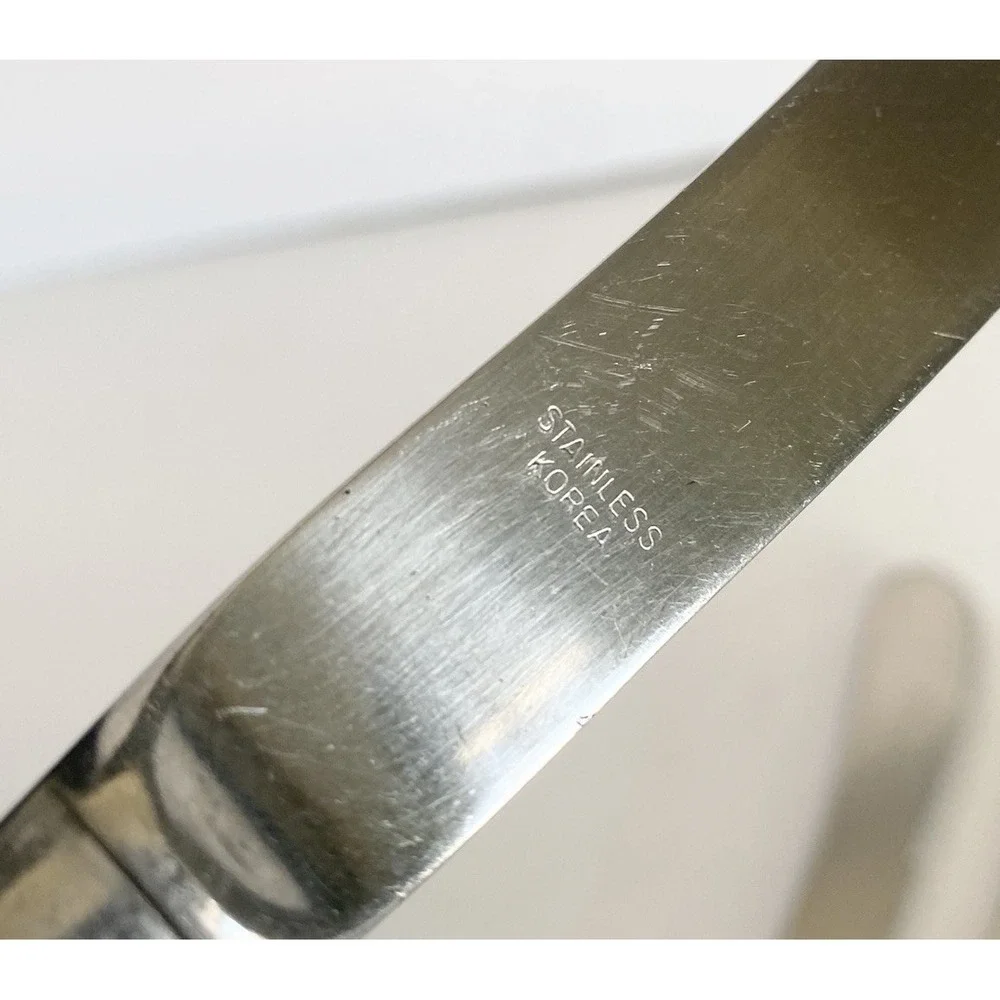 Vtg Lot Of 10 Pistol grip butter knives‎ Stainless Steel Flat Wear Korea MCM